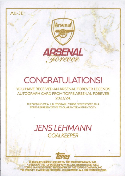 Jens Lehmann Auto Topps Arsenal Forever 39/49 AL-JL