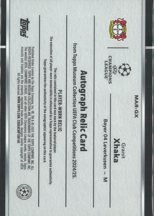 Granit Xhaka Auto Relic Topps 45/50