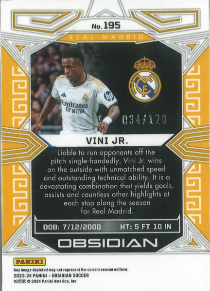 Vinicius Jr. Panini Obsidian 34/120