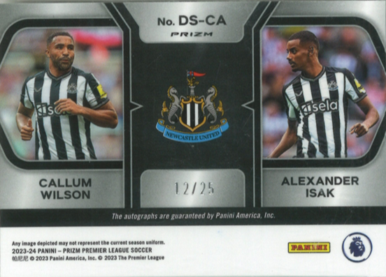Alexander Isak & Callum Wilson Dual Auto Panini Prizm 12/25