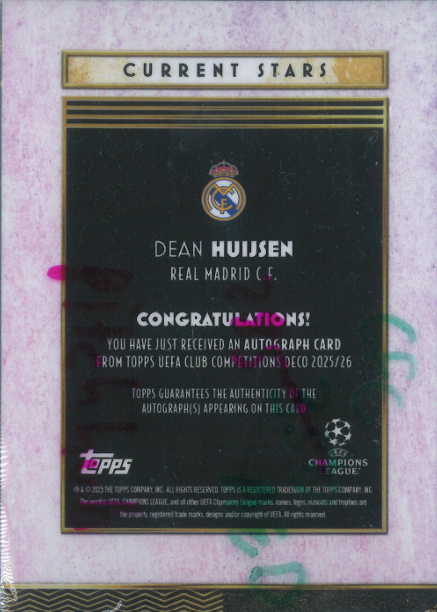 Dean Huijsen Auto Topps Current Stars 48/50