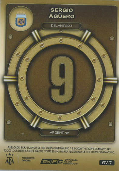 Sergio Aguero Topps Gold Vault L.E. #GV-7